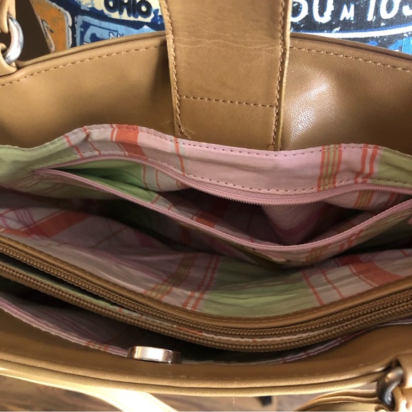 Fossil Woven Fabric Double Strap Shoulder Bag Purse with Plaid Lining - Picture 13 of 16